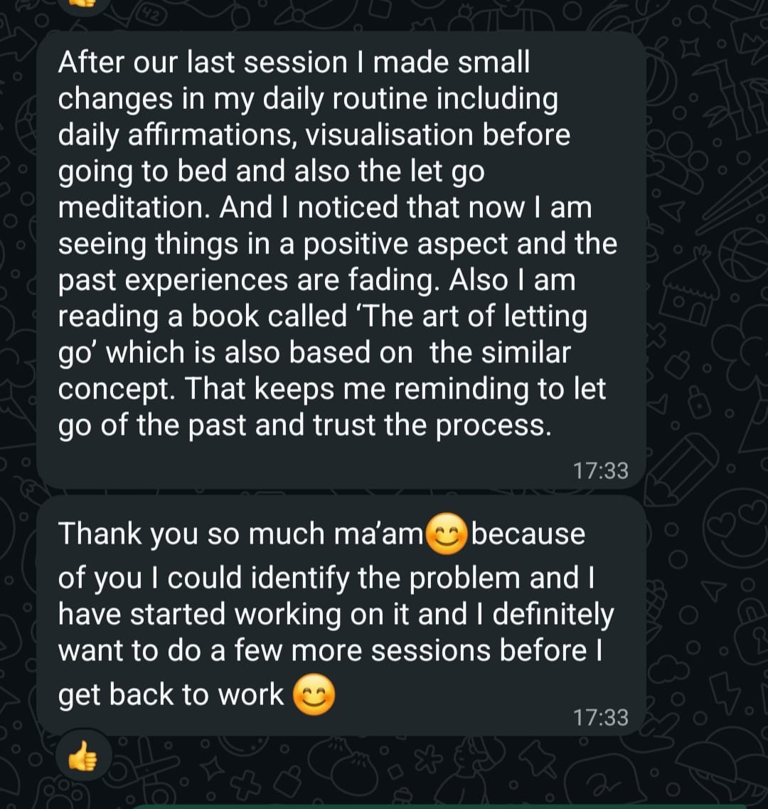 Original client message shared with Xpressions