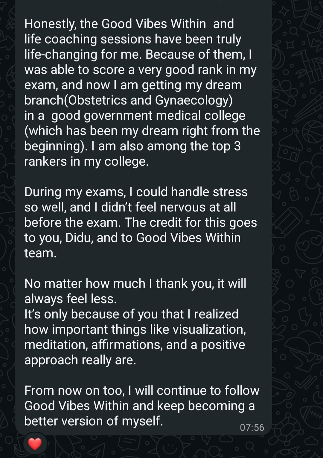 Original client message shared with Xpressions
