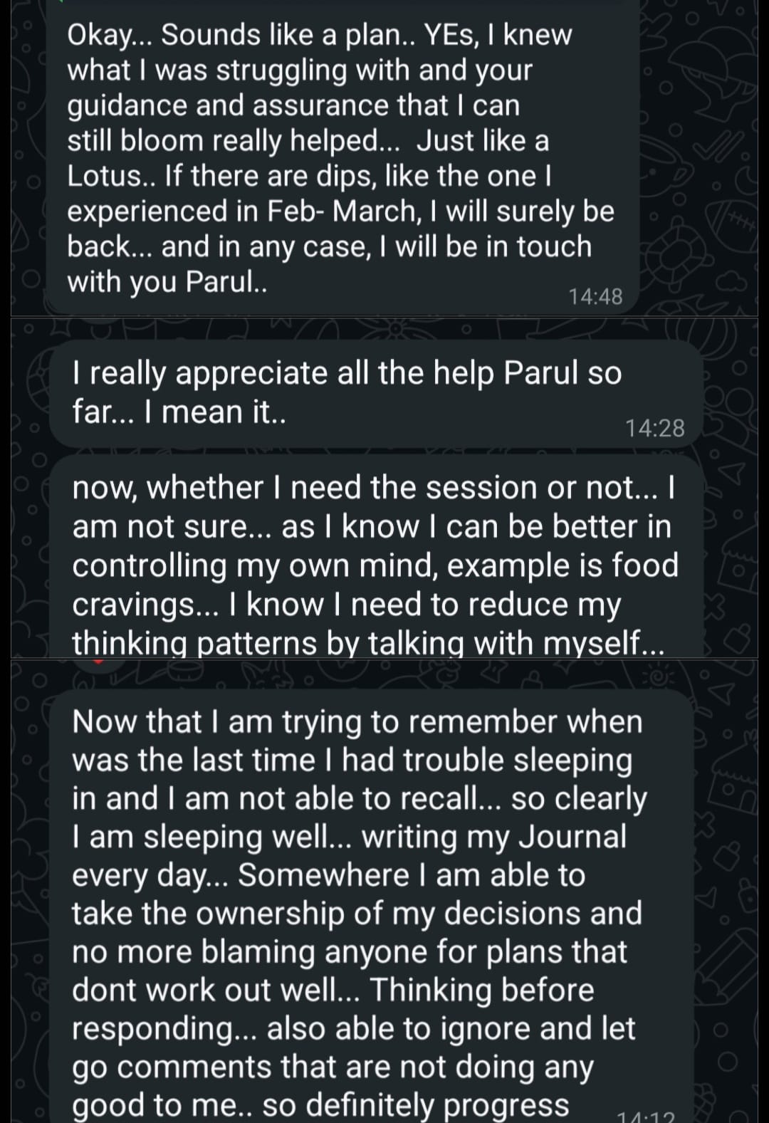 Original client message shared with Xpressions